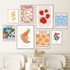Flowers Market Papaya Lemon Strawberry Fruit Posters and Prints Wall Art Canvas Painting Hotel Cafe Pictures Living Room Decor