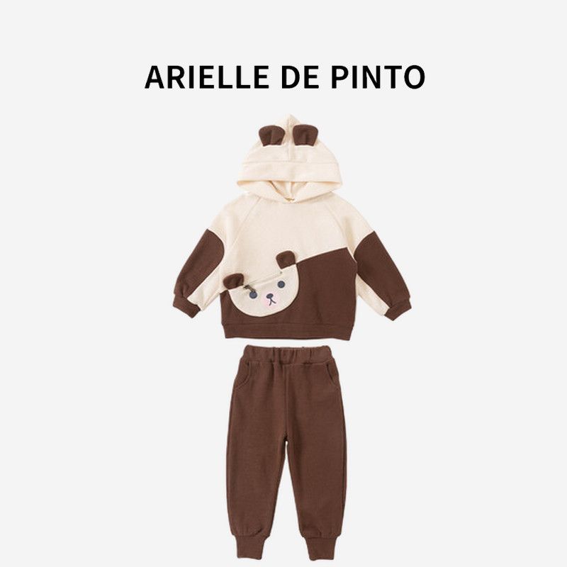 French Arielle De Pinto Girls  Bear Pocket Zipper Set Spring and Autumn Fashion Casual Clothing Pocket Bear Zipper Cover 100cm
