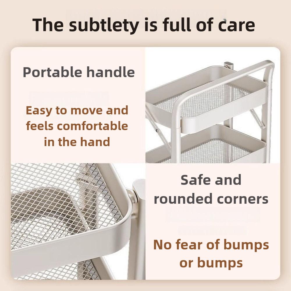 Multi - layer floor - standing storage rack for kitchen clutter storage, suitable for storing vegetables, a movable and foldable