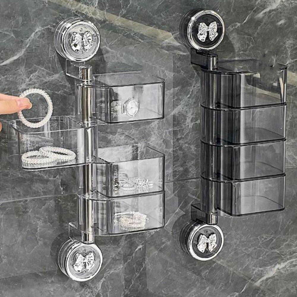 Wall Mounted Suction Cup Rotating Jewelry Box Plastic Hairpin Jewelry Display Rack for Home