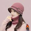 New Knitted Autumn and Winter Bow Fisherman Hats for Middle Aged and Elderly People  Versatile and Stylish Woolen Basin Hats and Warm Hats for Mothers
