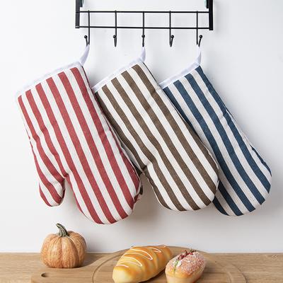 1PC Cotton and Hemp Stripe Printed Microwave Oven Gloves for Home Kitchen Thickened Anti Heat Gloves for Kitchen Tools