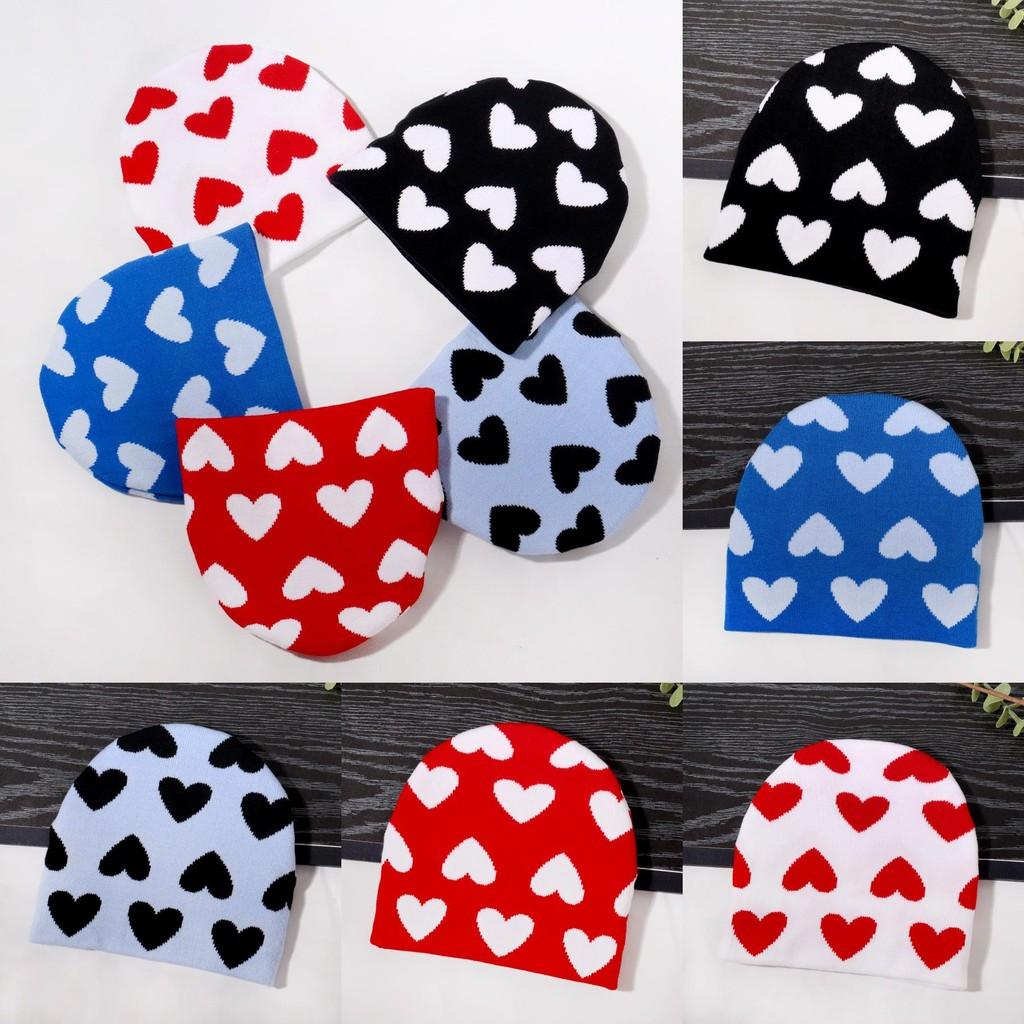 Knit Hat For Women With Heart Shape Design Autumn Winter Fashion Cozy Accessory