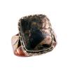 Natural Black Copper Turquoise TwoTone 925 Sterling Silver Jewelry Ring S.8 a5S21