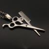 Stainless Steel Hairdresser Scissors Comb Necklace Pendant - DG-022