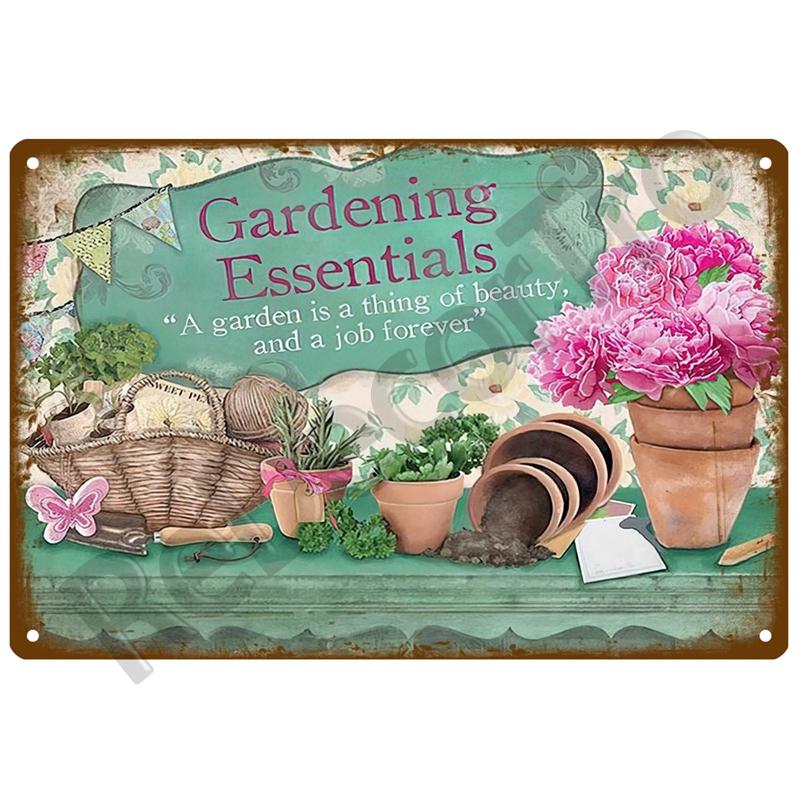 Garden Flower Rules Metal Sign Vintage Metal Plaque Plates Decor For Pub Bar Home Wall Decor Art Tin Signs Flower Poster Gift