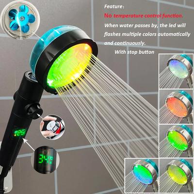 High Pressure Shower Head LED Digital Temperature Display Showerheads Water Saving One-Key Stop Water Spray Bathroom Accessories