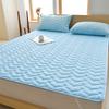 Waterproof Mattress Protector Pad Breathable Soft Quilted Cotton Wave Design Bed Cover With Elastic Corners