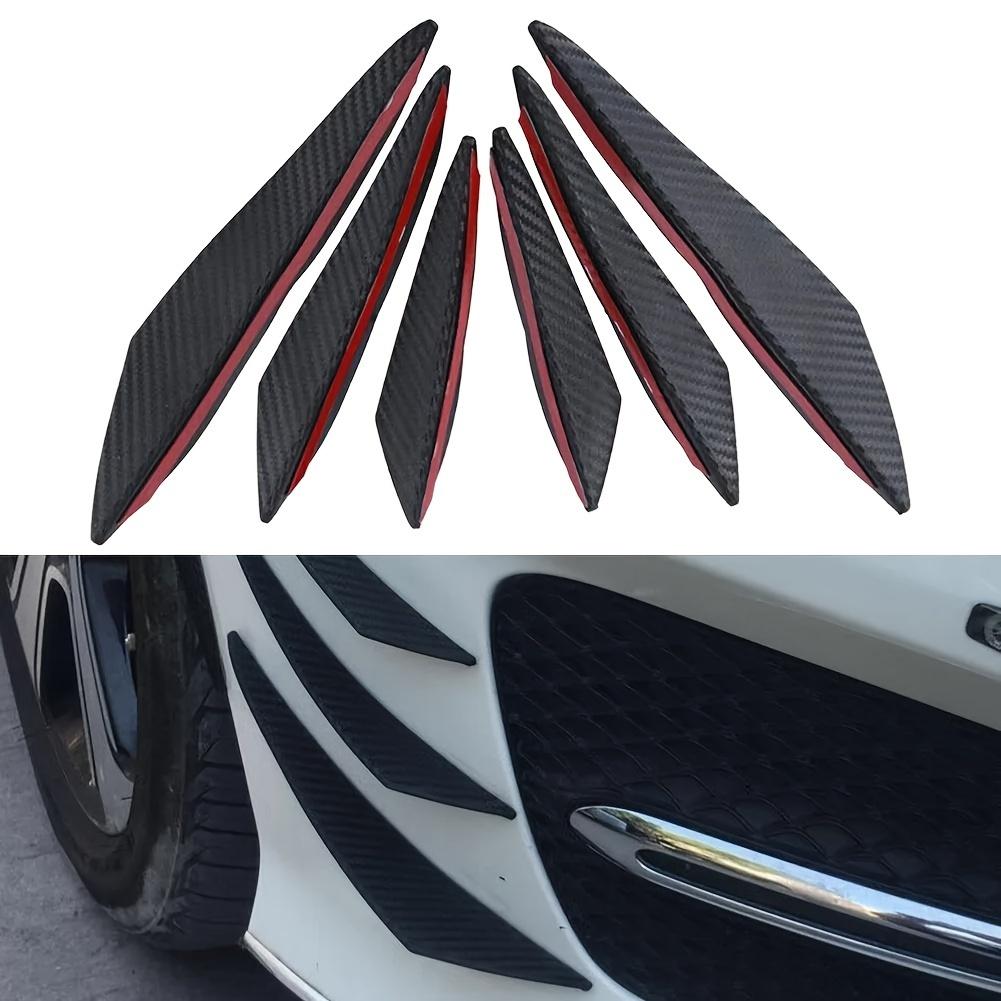 Aletas Difusoras Universais de Borracha para Lábio do Para-choque Dianteiro de 6 Peças, Protetor de Asas Divisoras Spoiler Automotivo de Fibra de Carbono Compatível com Vários Modelos de Carro