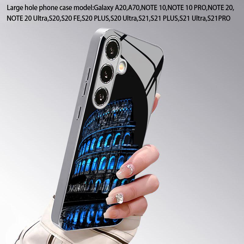 Colosseum Pattern 2D Phone Case for Samsung S26 S25 S24 S23 S22 S21 S20 A56 A36 A16 - Electroplated Glass Protective Cover