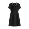 Women's Slim Short Sleeve Dress with Diamond Collar Design