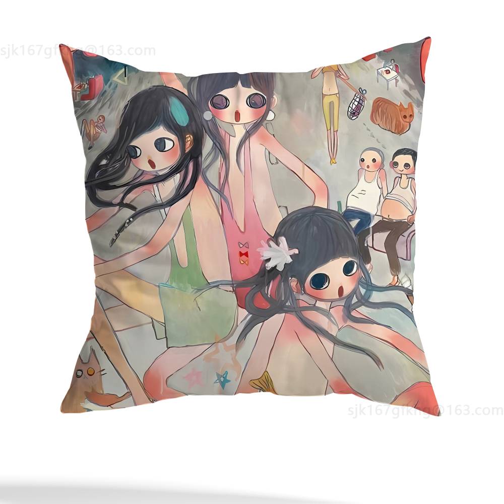 Aya Takano Pillow Case Sofa Living Room Bedroom Headboard Backrest Cushion Square Cushion Nap Time