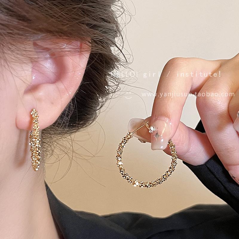 

Высококлассные нишевые серьги-кольца серебристого цвета для женщин - 2025 год, стиль легкой роскоши