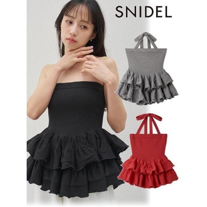 (10% OFF & 300 yen OFF for a limited time) snidel / Snidel Ruffle Tiered Bear Knit Pullover 26 Spring/Summer. SWNT262056