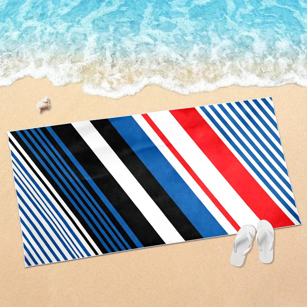 Color Blocking Diagonal Stripe Splicing Beach Towel, Ultra-fine Fiber Absorbent Bath Towel, Swimming Pool Special Large Towel