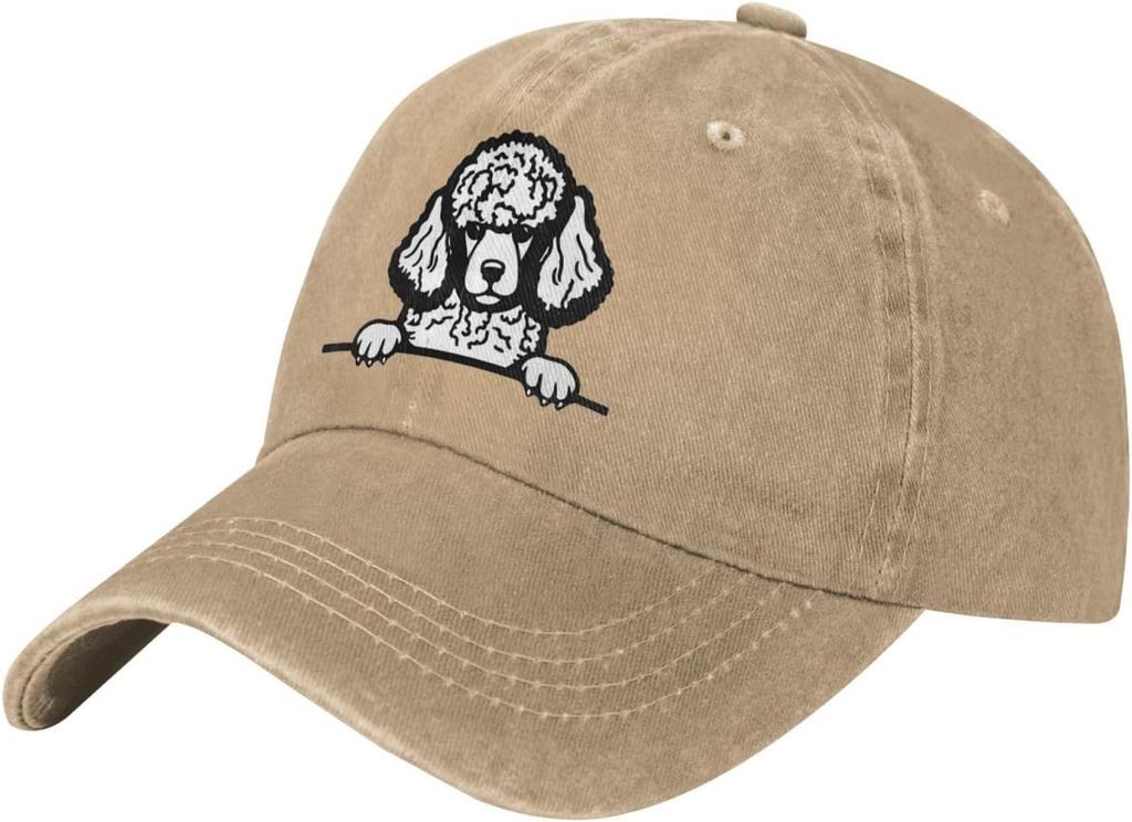 Poodle Peeking Dog Print Washed Cotton Baseball Cap Casual Adjustable Adult Hat