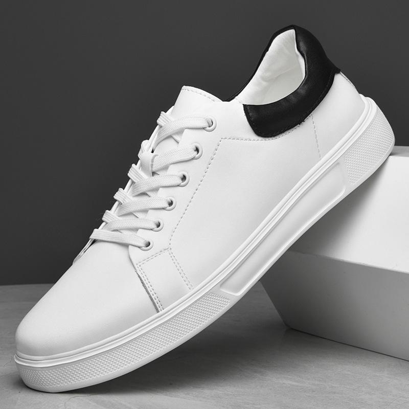 Men's Autumn Casual White Sneakers - British Style Soft Sole, Large Size Trendy Sports Board Shoes.