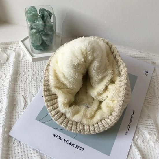 Men's Winter Thickened Warm Knit Hat - Velvet-Lined Wool Black Hat for Boys