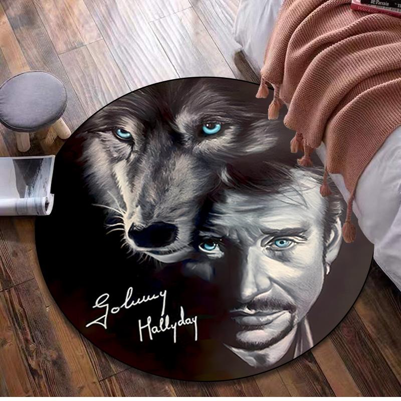 Johnny Hallyday Runder Teppich - Büro Dekorativer Teppich Für Wohnzimmer Schlafzimmer Fußmatte Bodenteppich Computerstuhl Bereichsteppich