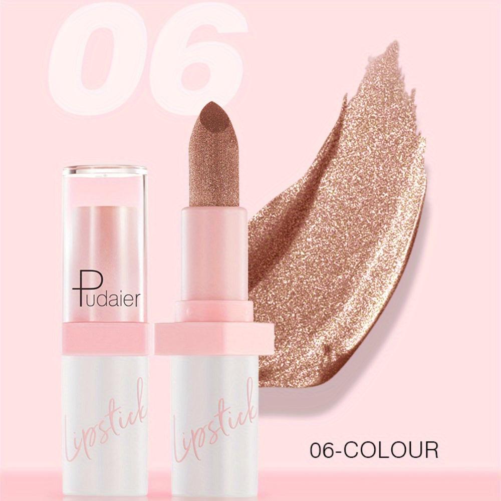 Lila Roter Lippenstift Glitzer Metallischer Lippenstift Hohe Pigmentierung Perlmutt Diamant Matt Lippenstift Nicht an Tasse haftend Langanhaltender Lippenlack Lipgloss