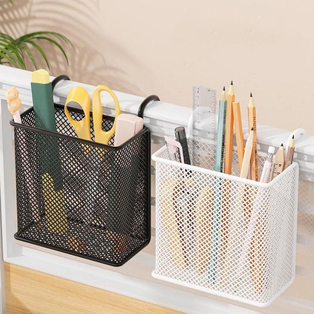 Wall Mounted Metal Hanging Basket Space Saving Stationery Storage Box Pen Holder  Home