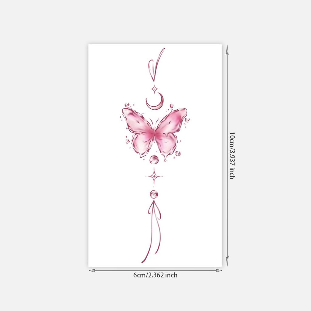 Rosa Schmetterling Mond Tattoo Aufkleber Langlebig Wasserdicht Arm Tattoo Aufkleber