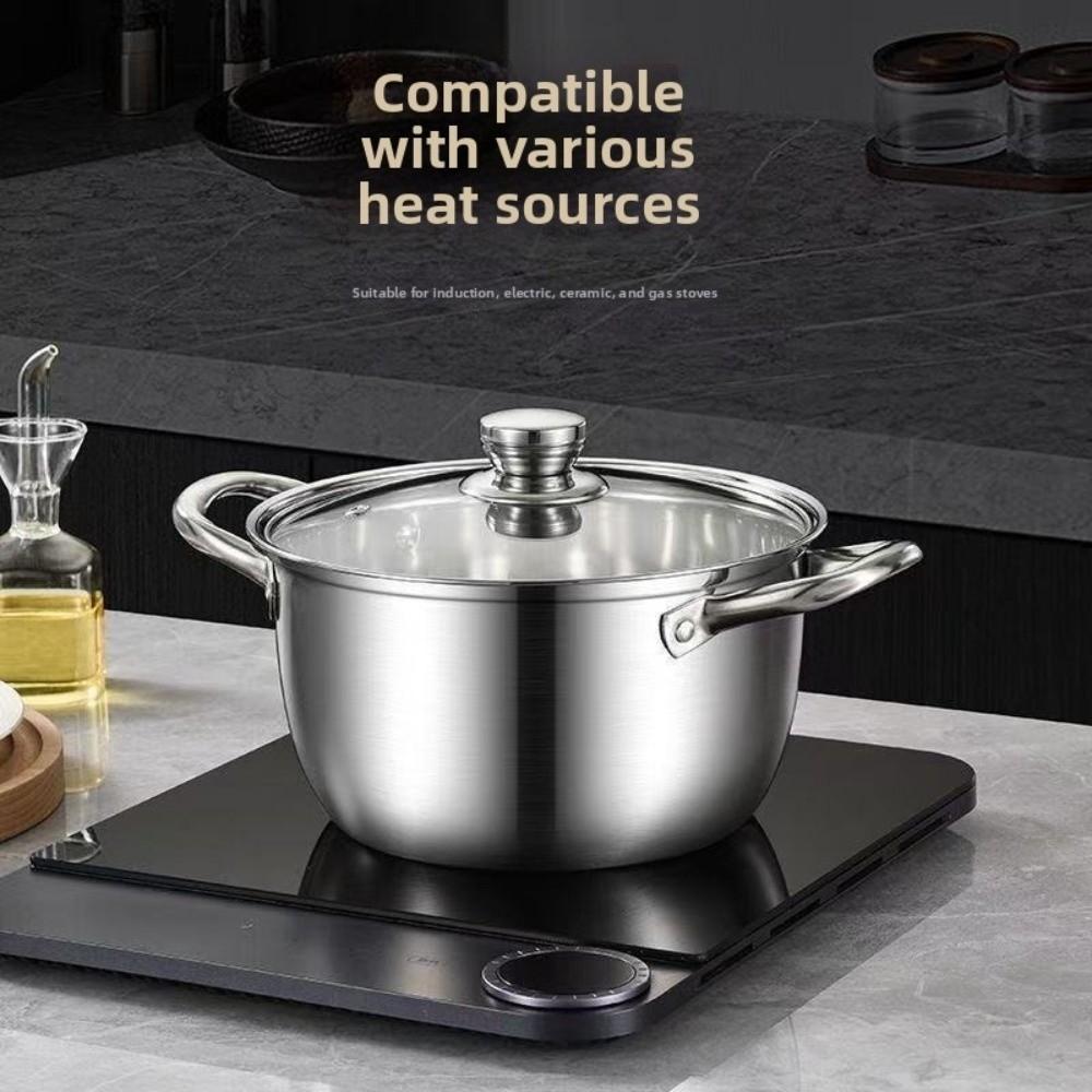 Stainless Steel Double Bottom Soup Pot with Lid Induction Cooker Pot  General Use