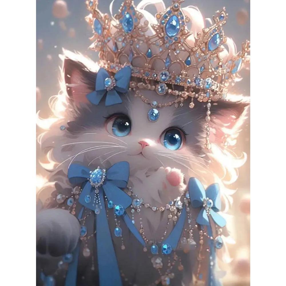 DIY Plný kulatý diamantový obraz Křížový steh 3D roztomilé koťátko zvířecí scéna Domácí dekorativní umění diamantová malba 5D diamantová umělecká malba