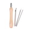 5Pcs Punch Needle Set 2.5Mm/3.5Mm/5Mm Adjustable Wooden Handle Punch Stitching Kit For Diy Cross Embroidery Craft Needles