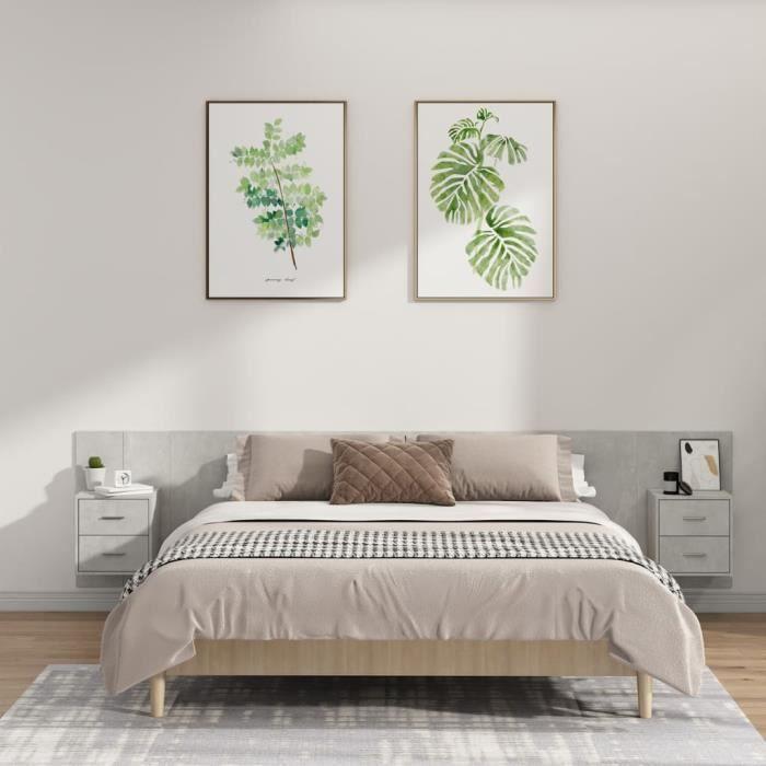 VidaXL Tête de lit avec armoires Gris béton Bois d'ingénierie 3115759