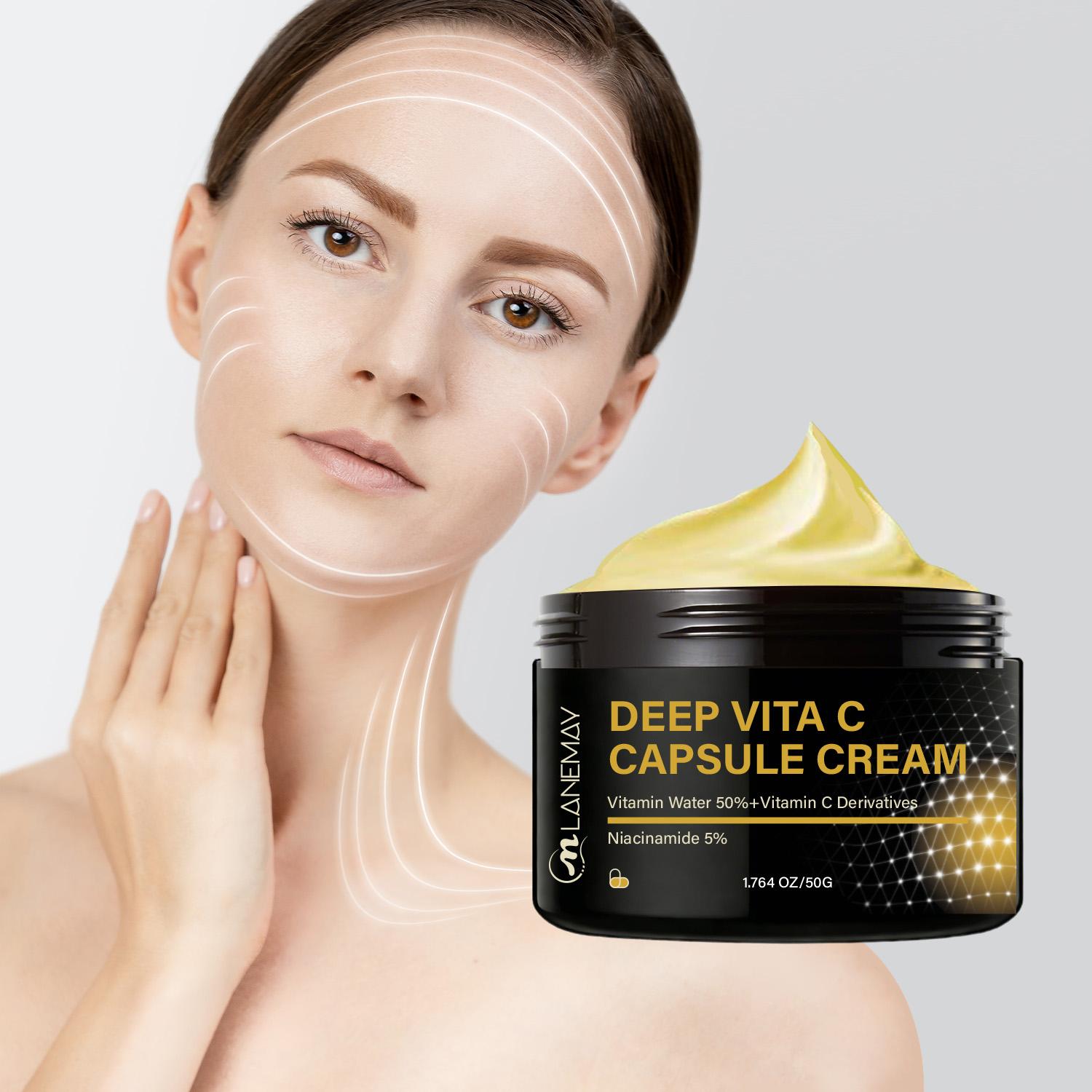 Deep Vita C Capsule Cream-Brightening And Radiance Boost-Smoothing & Firming Facial Skin-Suitable For All Skin Types, 50g