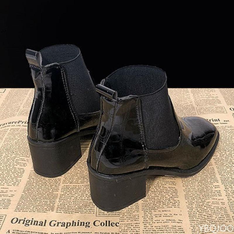 Fashion Autumn Winter New Collection Women Round Toe Low Heel Boots Black Simple comfortable versatile Ankle Boots Non-slip Shoes
