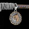 Mens Viking Wolf Pendant Necklace Stainless Steel Odin Runes Punk Rock Nordic Fashion Jewelry