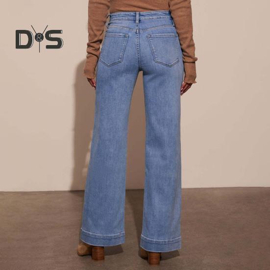 Damskie jeansy proste z wieloma kieszeniami, z wysokim stanem, zapinane na guzik i zamek błyskawiczny, spodnie w jednolitym kolorze, w stylu vintage, dżinsowe spodnie do noszenia na co dzień, do szkoły, do pracy