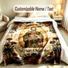 Floral Garden Theme Soft Blanket Personalized Custom Name Text Print Warm Blanket Home Sofa Bedroom Decor