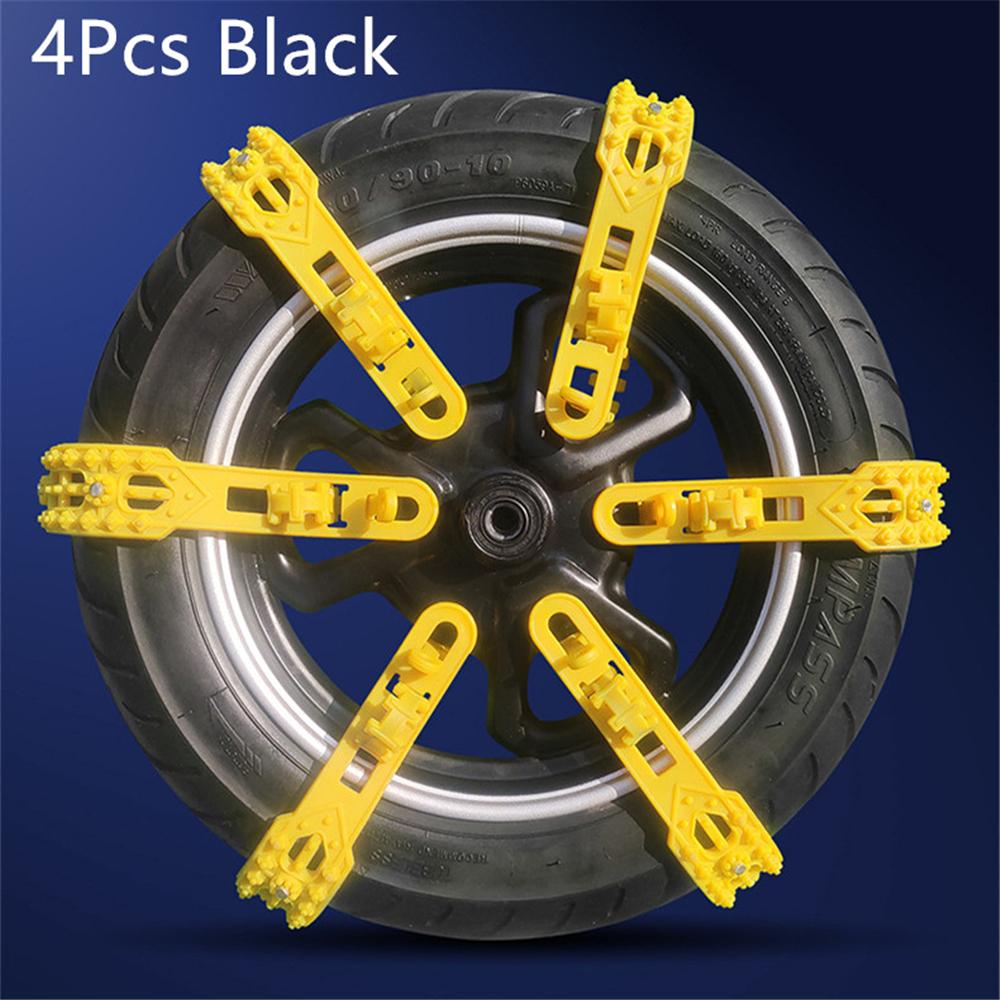 4× Motorcycle Bicycle Wheel Tire Anti-Skid Snow Chain 60cm Black Non-slip Chains
