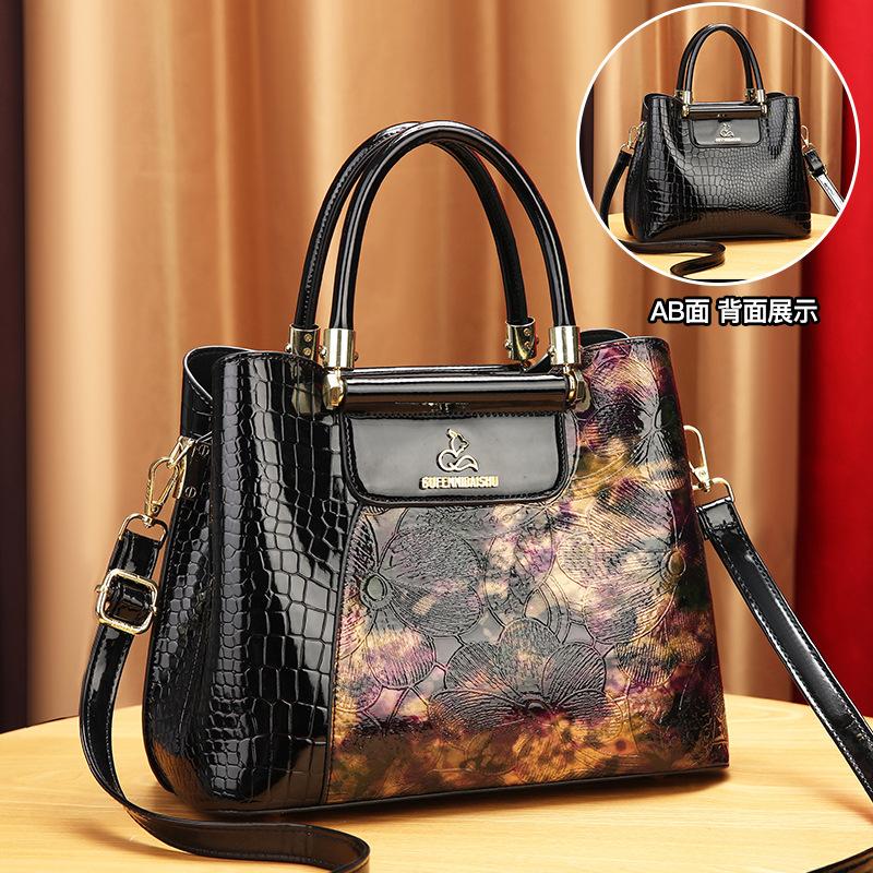 2025 new fashion flower bloom rich women retro handbag fashion versatile shoulder messenger bag middle-aged mother