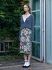 FABRICSEOUL Flower Jacquard Skirt_Grey