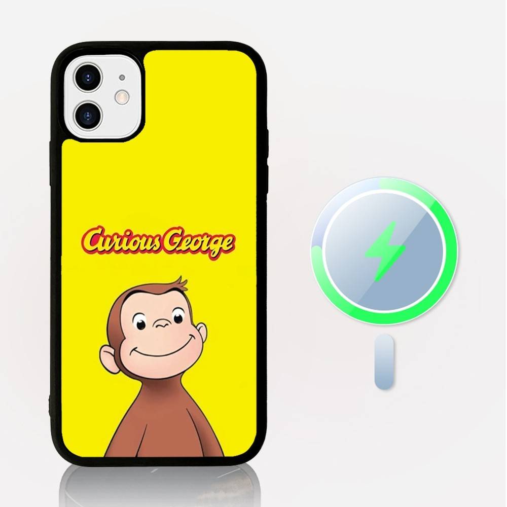 Lovely Curious G-George Monkey For Magnetic Wireless Phone Case For IPhone 17 16 15 14 13 12 11 Pro Max Plus Mag Phone Cover