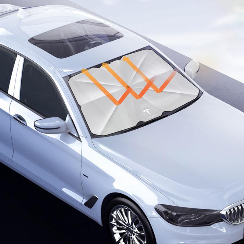 1Pcs Car Windshield Sunshade Umbrella Protector Parasol Foldable For Tesla Model 3 S X Y Style Roadster Invader Coil Mod WYE K80