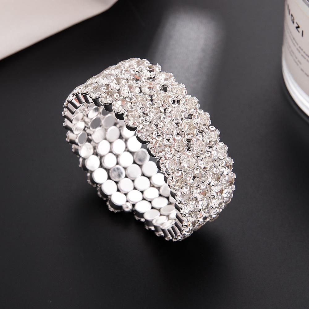 Rhinestone Elastic Arm Bracelet for Bride's Hand - Multi-Row Performance Jewelry B330