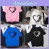 T Shirt Women Summer Loose Fit Heart Print Short Sleeve Graphic Tee For Casual Wear