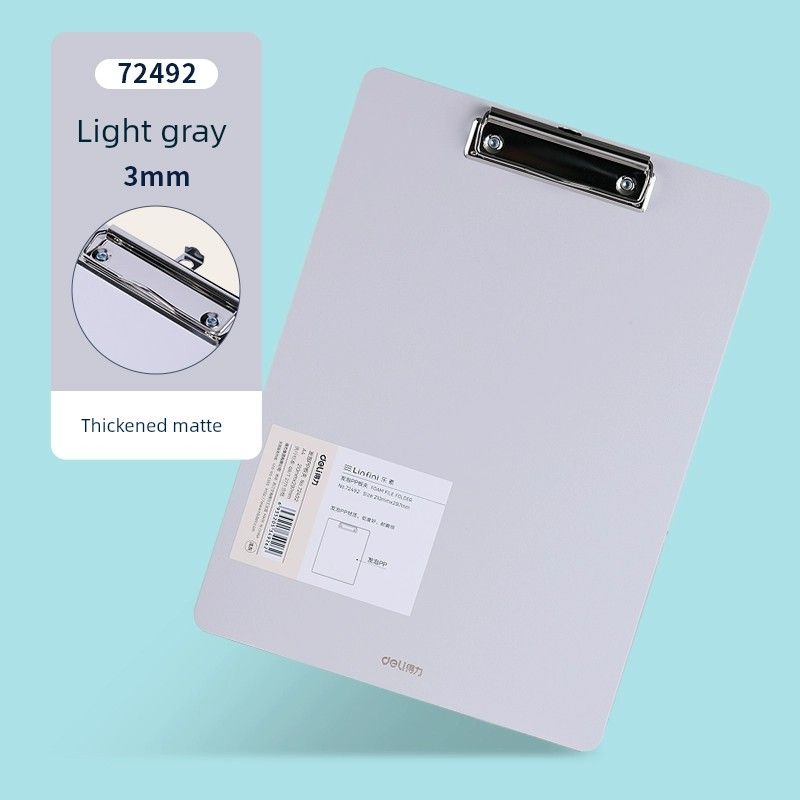 Single Board Clip Student Plywood Book Holder Fixed Paper Packing Paper File Book Clip Vertical Hotel Menu Holder Office Supplies Information Folder Light Gray/Single [Ordinary Style/Pp Material]
