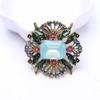 Elegant Vintage Hollow Crystal Geometric Brooch Light Luxury Oil Drop Badge Unisex Set Party