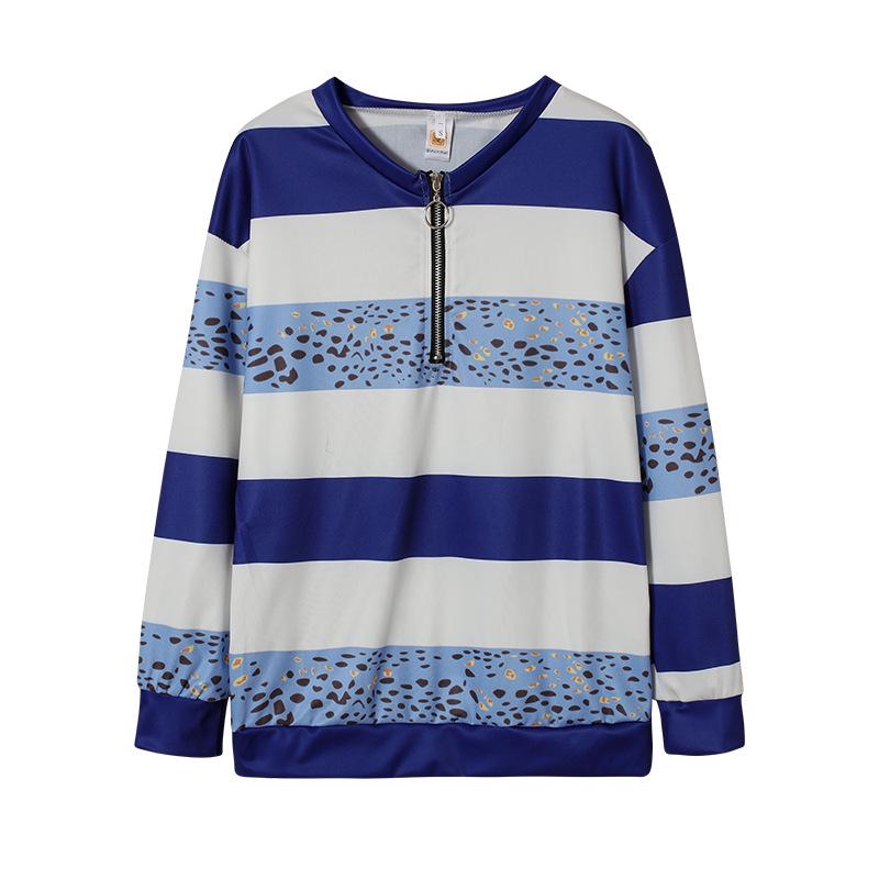 V-neck College Style Striped Pullover Hoodie