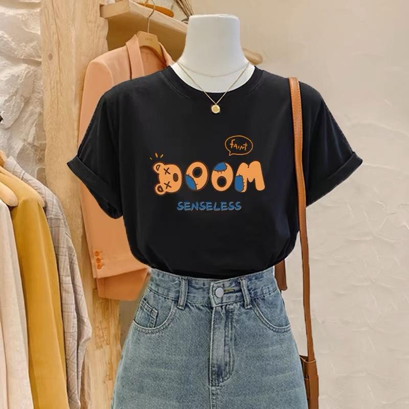 Fashion cotton short-sleeved t-shirt women's 2025 summer new versatile and thin top niche design sense