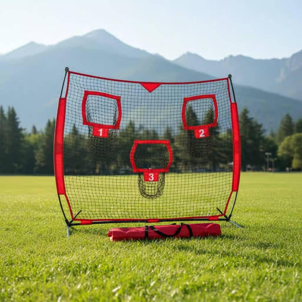 3-Hole Throwing Net Tooltool-Less Assembly Baseball Pitching Heavy Duty