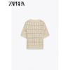 Zaprha 2025 Summer New Sweet Style Versatile Hollow Knitted round Neck Short sleeve Cardigan Outerwear 8082001