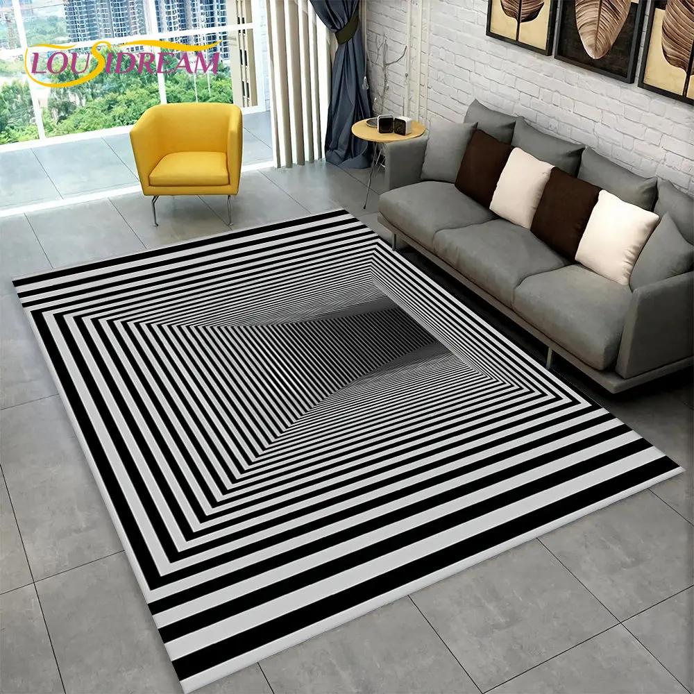 3D Vortex Illusion Area Rug,Abstract Geometric Optical Carpet Rug for Living Room Bedroom Sofa Doormat Decor Non-slip Floor Mat