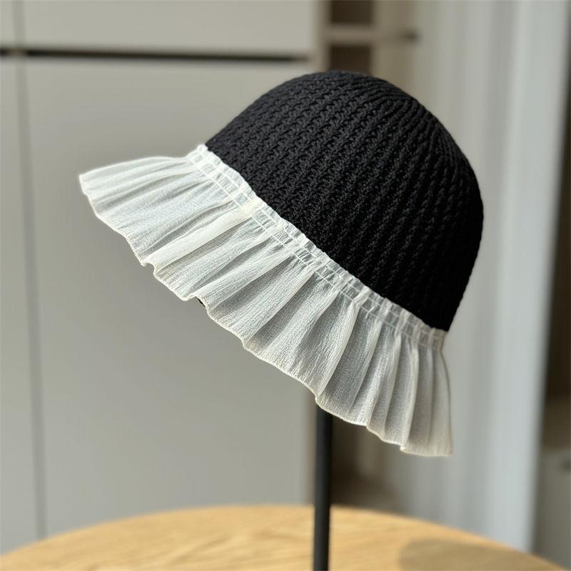 

Вязаная юбка с краем, женская летняя новая шляпа от солнца и защиты от солнца чёрный